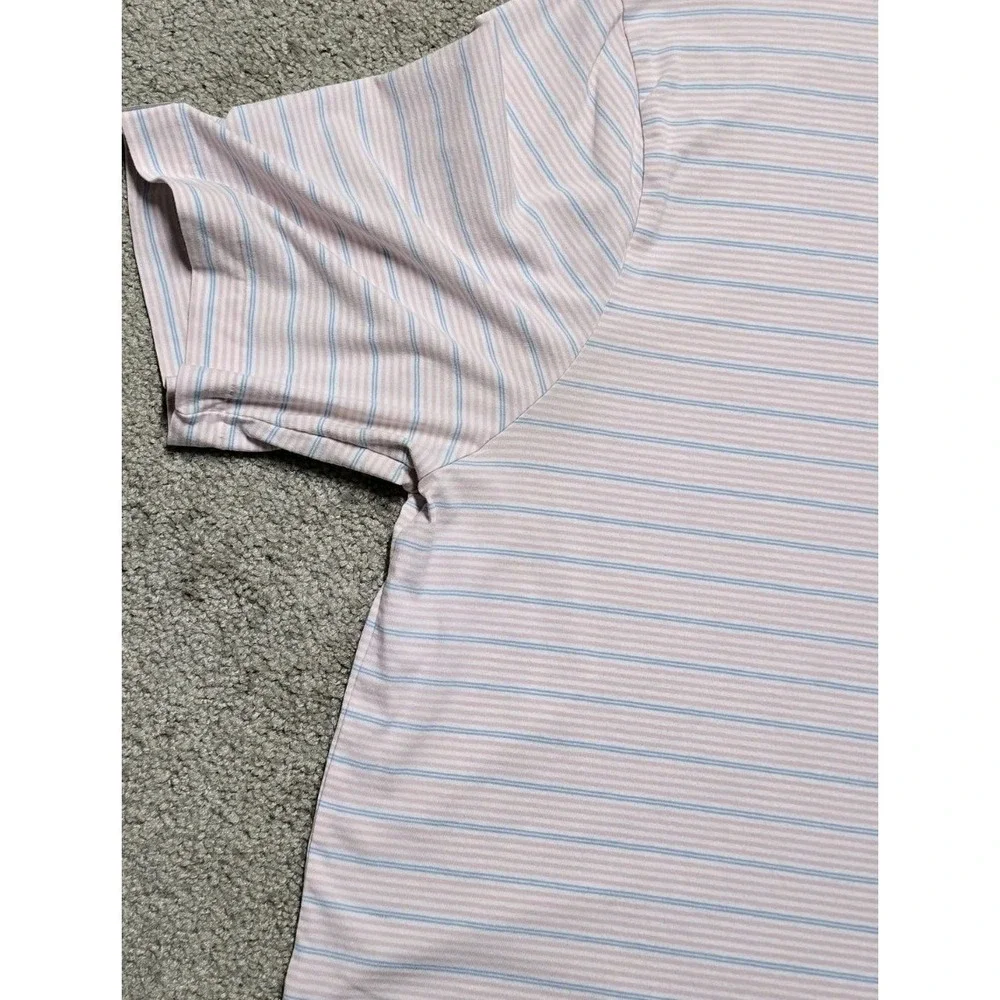 Ralph Lauren Polo Golf Performance Stretch‎ Lisle Polo Pink Blue Striped Mens XL
